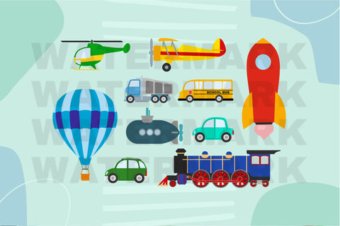 forms of transportation clipart for kids