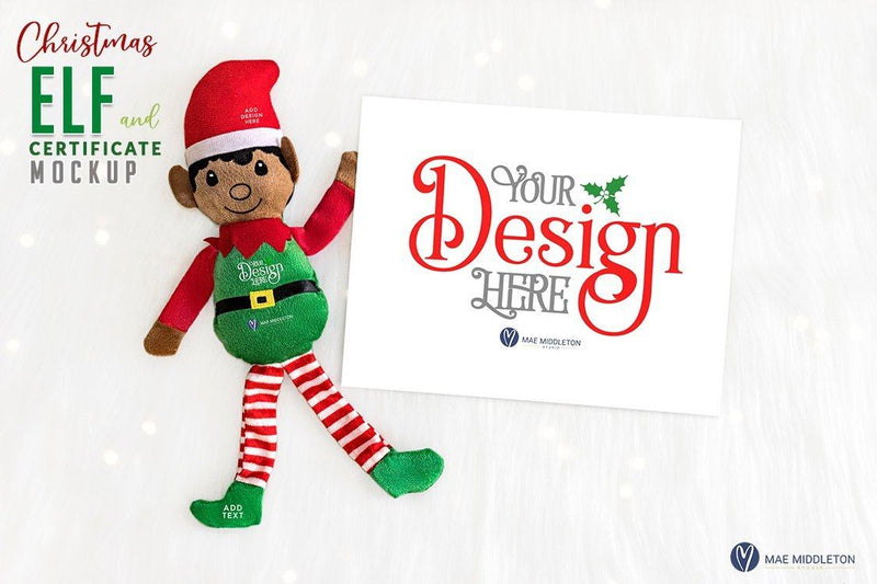 Boy Elf and Certificate Mockup | Christmas Styled Photo Mock Up Photo Mae Middleton Studio 