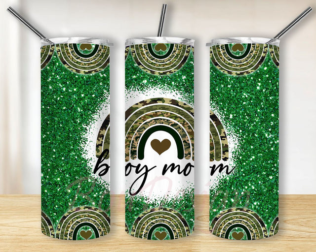 Boy Mom Camouflage rainbow Seamless 20oz Skinny Tapered & Straight Tumbler Sublimation, Waterslide Design Full Tumbler Wrap Digital Download Sublimation BouDesign 