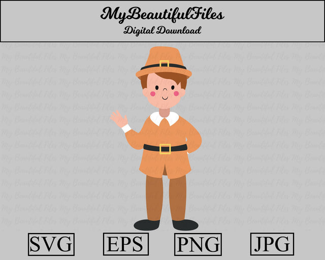 boy pilgrim - thanksgiving SVG MyBeautifulFiles 