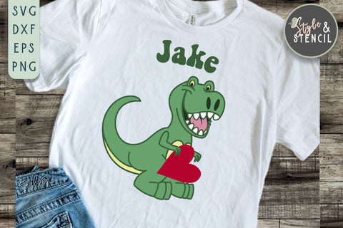 Boy Valentine Dinosaur Heart SVG - PNG, DXF, EPS, SVG SVG Style and Stencil 