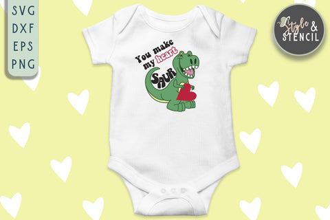 Boy Valentine Dinosaur Heart SVG - PNG, DXF, EPS, SVG SVG Style and Stencil 