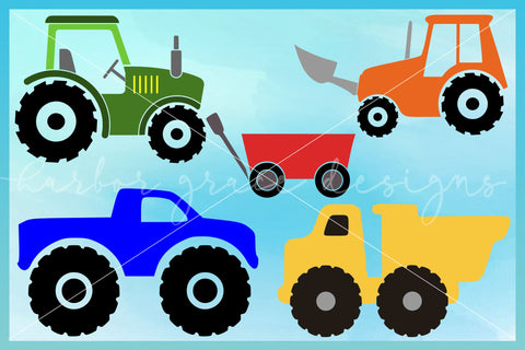 Boy Vehicle Bundle SVG - Tractor Backhoe Dump Truck Wagon SVG SVGcraze 