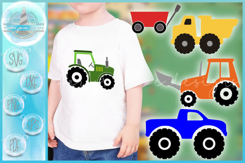 Boy Vehicle Bundle SVG - Tractor Backhoe Dump Truck Wagon SVG SVGcraze 