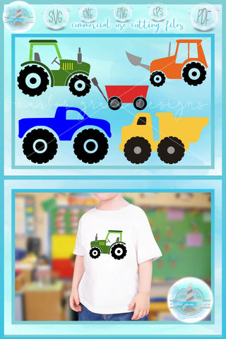 Boy Vehicle Bundle SVG - Tractor Backhoe Dump Truck Wagon SVG SVGcraze 