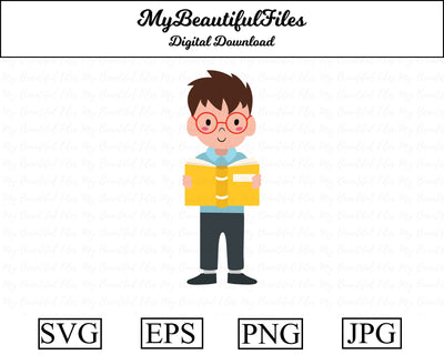 boy with book - school SVG MyBeautifulFiles 