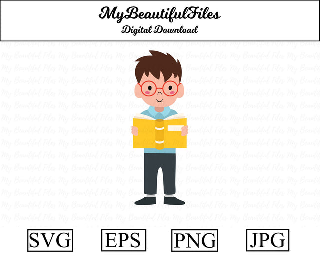 boy with book - school SVG MyBeautifulFiles 