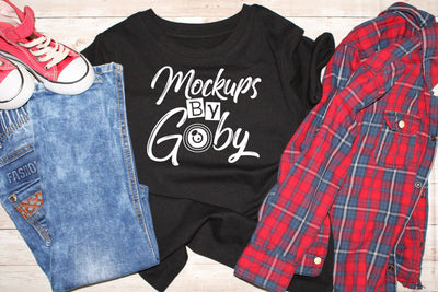 Boys Black Shirt Mockups, Child Mocku Ups, Kids Outfit, Styled Digital Image Mockup, Picture, Logo Free,Toddler Clothes, Flat Lay, JPG Image Mock Up Photo ArtStudio 