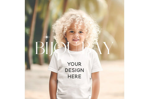 Boys Outdoor T-Shirt Mockup, Kids Shirt Summer Mock Up Mock Up Photo BijouBay 