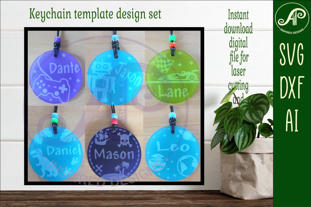 Boys theme set A keychain DIGITAL SVG 6 personalized designs SVG APInspireddesigns 