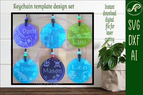 Boys theme set A keychain DIGITAL SVG 6 personalized designs SVG APInspireddesigns 