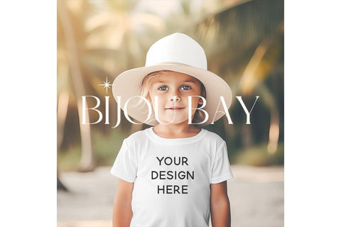 Boys White Shirt Mockup, Kids TShirt Mock Up, Boho Summer Mock Up Photo BijouBay 