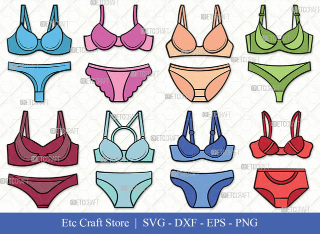 Bra & Panty Svg, Lingerie Clipart, Women Underwear Svg, Bikini Svg, Bra Svg, Pantie Svg, Girl Fashion Svg, Lingerie Bundle SVG ETC Craft 