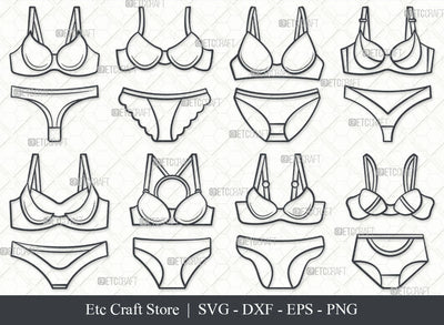 Bra & Panty Svg, Lingerie Outline, Women Underwear Svg, Bikini Svg, Bra Svg, Pantie Svg, Girl Fashion Svg, Lingerie Bundle SVG ETC Craft 