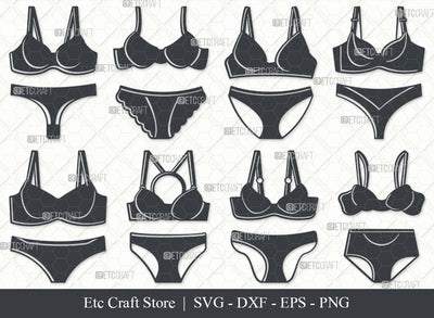 Bra & Panty Svg, Lingerie Silhouette, Women Underwear Svg, Bikini Svg, Bra Svg, Pantie Svg, Girl Fashion Svg, Lingerie Bundle SVG ETC Craft 