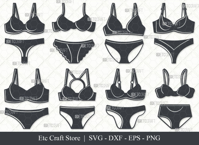 Bra & Panty Svg, Lingerie Silhouette, Women Underwear Svg, Bikini Svg, Bra Svg, Pantie Svg, Girl Fashion Svg, Lingerie Bundle SVG ETC Craft 