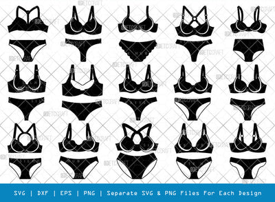 Bra & Panty Svg, Lingerie Silhouette, Women Underwear Svg, Bikini Svg, Bra Svg, Pantie Svg, Girl Fashion Svg, Lingerie Bundle SVG ETC Craft 