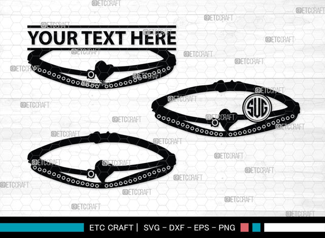 Bracelet Silhouette, Bracelet SVG, Leather Bracelet Svg, Fashion Svg, Bracelet Monogram, SB00184 SVG ETC Craft 