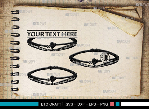 Bracelet Silhouette, Bracelet SVG, Leather Bracelet Svg, Fashion Svg, Bracelet Monogram, SB00184 SVG ETC Craft 