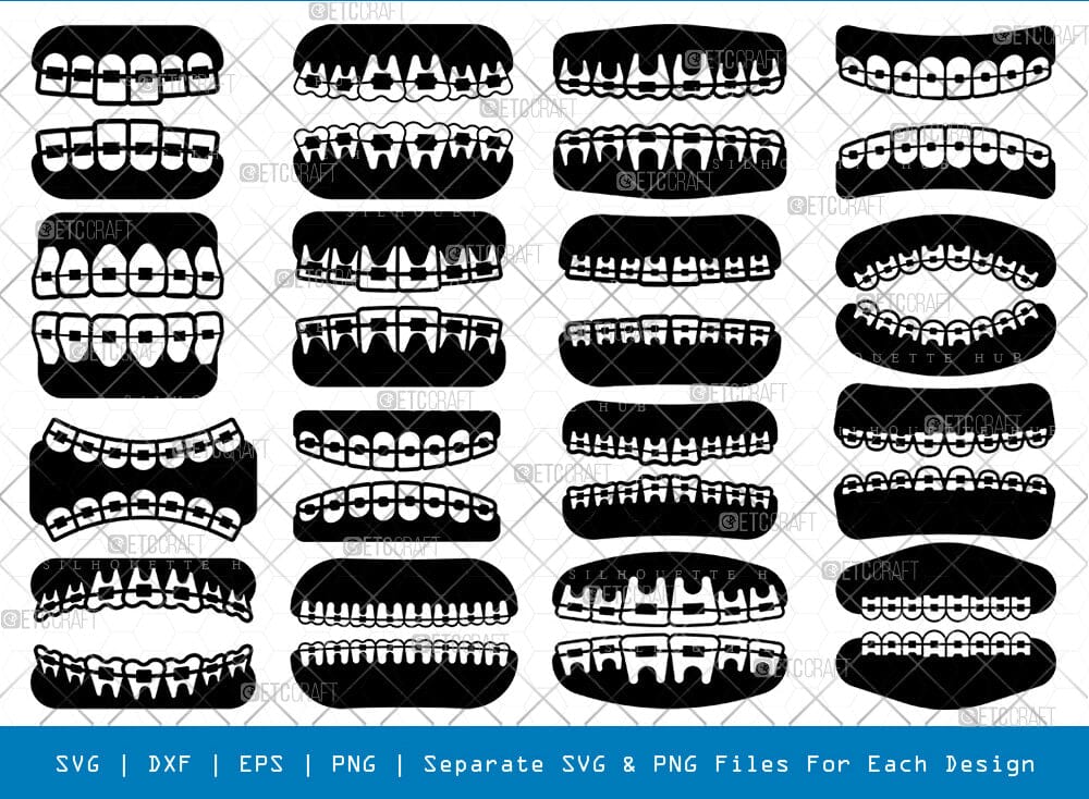 Braces Silhouette Svg Cricut Cut Files Png Bundle, SB01044 - So Fontsy
