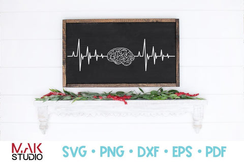 Brain heartbeat svg, Brain ekg svg, Neurology svg, Brain cancer svg, Dementia svg SVG MAKStudion 