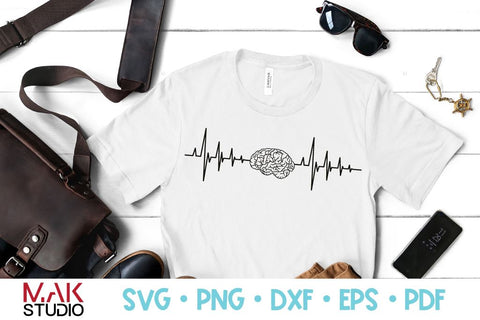 Brain heartbeat svg, Brain ekg svg, Neurology svg, Brain cancer svg, Dementia svg SVG MAKStudion 