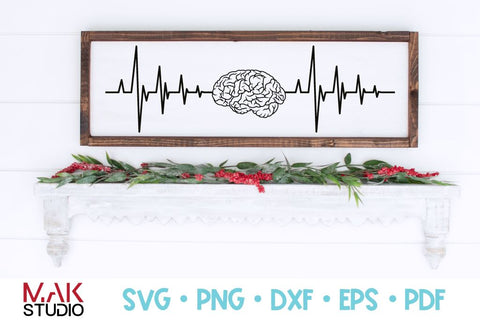 Brain heartbeat svg, Brain ekg svg, Neurology svg, Brain cancer svg, Dementia svg SVG MAKStudion 