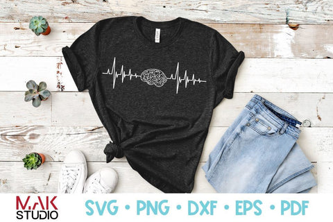 Brain heartbeat svg, Brain ekg svg, Neurology svg, Brain cancer svg, Dementia svg SVG MAKStudion 