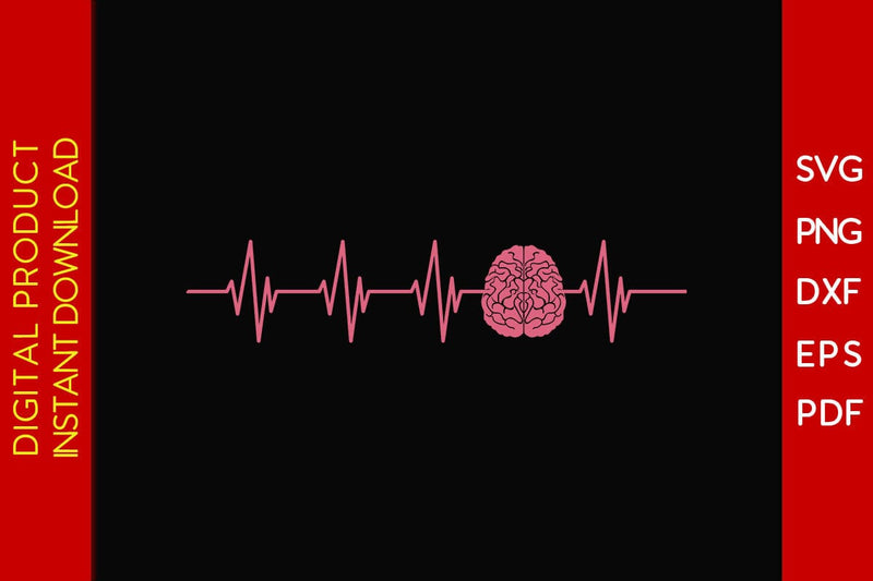 Brain Heartbeat SVG PNG PDF Cut File SVG Creativedesigntee 