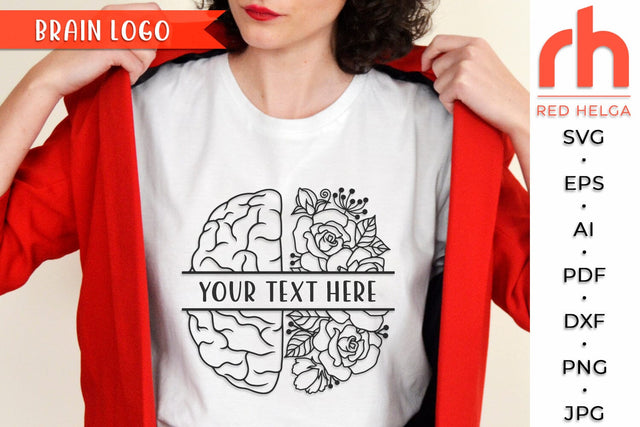 Brain Logo SVG - Floral Label Cut File - Flower Monogram DXF SVG RedHelgaArt 