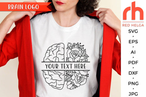 Brain Logo SVG - Floral Label Cut File - Flower Monogram DXF SVG RedHelgaArt 