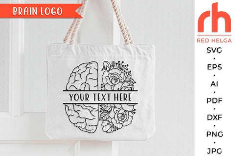 Brain Logo SVG - Floral Label Cut File - Flower Monogram DXF SVG RedHelgaArt 
