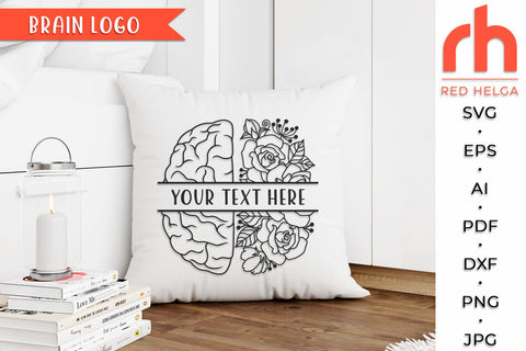 Brain Logo SVG - Floral Label Cut File - Flower Monogram DXF SVG RedHelgaArt 