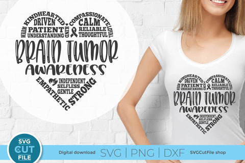 Brain Tumor Awareness svg with Subway Art Heart SVG SVG Cut File 