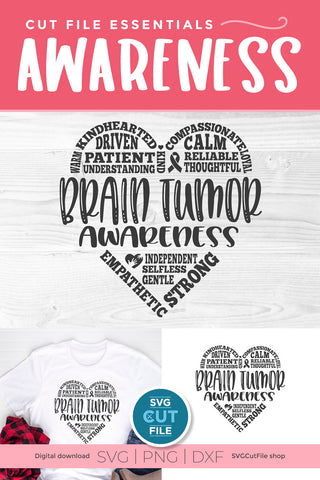 Brain Tumor Awareness svg with Subway Art Heart SVG SVG Cut File 