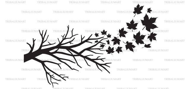 Branch with falling leaves SVG TribaliumArtSF 