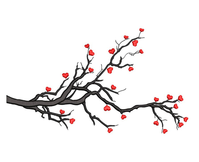Branch with Hearts Embroidery File, 3 sizes, Instant Download Embroidery/Applique DESIGNS Nino Nadaraia 