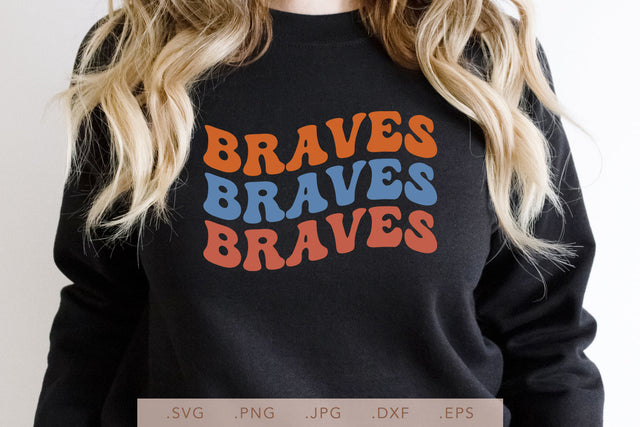 Braves Groovy Vintage Wavy Design SVG DXF JPG PNG EPS | School Team Spirit | Team Shirt Sublimation SVG Nanda Bayu 