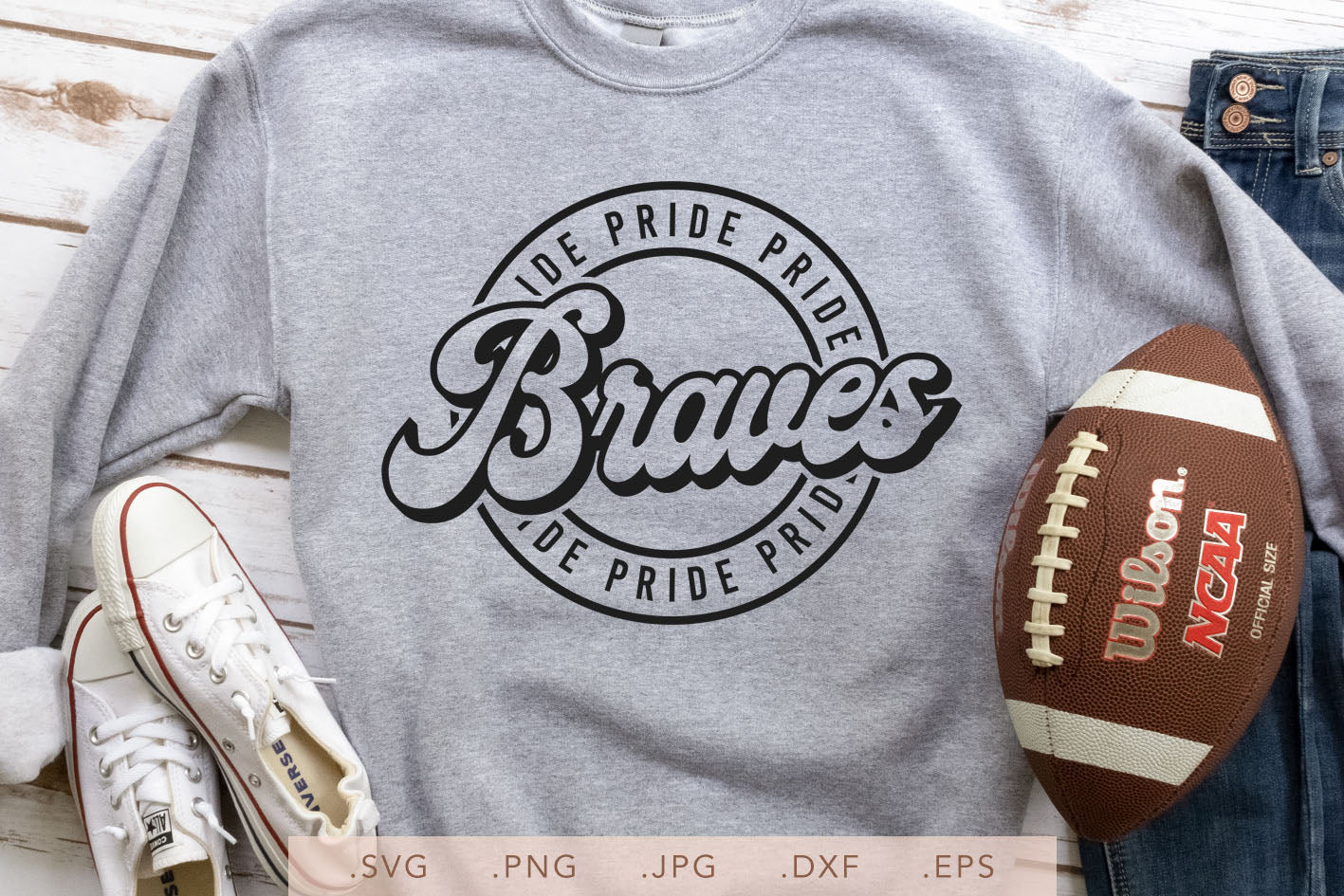 Braves Pride Round Vintage SVG DXF JPG PNG EPS | School Team Spirit | Team  Shirt Sublimation