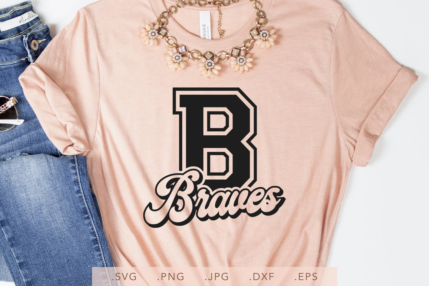 Braves Stacked SVG DXF JPG PNG EPS, School Team Spirit