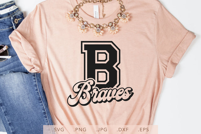 Braves Vintage Design SVG DXF JPG PNG EPS | School Team Spirit | Team Shirt Sublimation SVG Nanda Bayu 