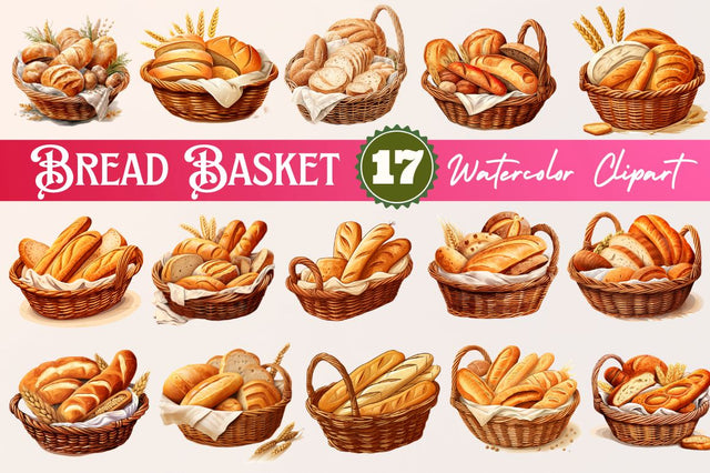 Bread Basket Watercolor Sublimation clipart Sublimation Regulrcrative 