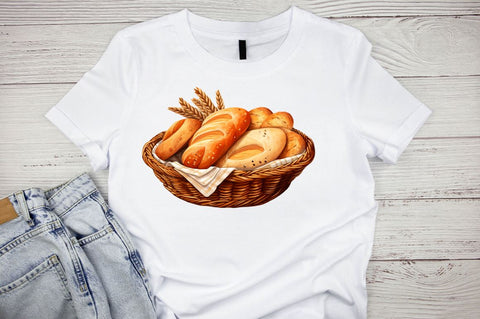 Bread Basket Watercolor Sublimation clipart Sublimation Regulrcrative 