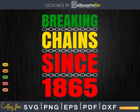 Breaking Chains Since 1865 Juneteenth Black Power SVG Silhouette File 