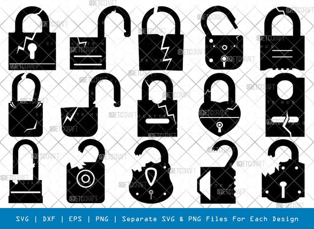 Breaking Lock Silhouette Svg Cricut Cut Files Png Bundle, SB01045 SVG ETC Craft 