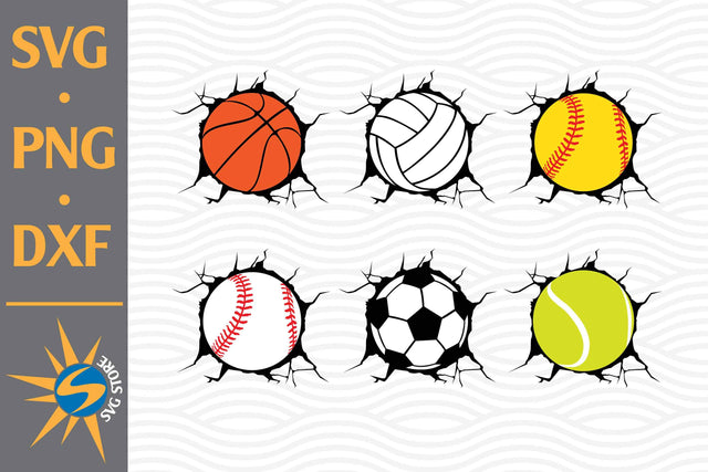 Breaking Wall Sport Ball SVG, PNG, DXF Digital Files Include SVG SVGStoreShop 