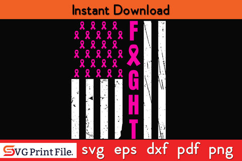 Breast Cancer Awareness American Flag SVG PNG Cricut Silhouette Cut File SVG SVG Print File 