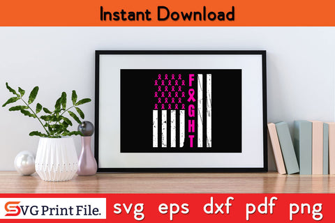 Breast Cancer Awareness American Flag SVG PNG Cricut Silhouette Cut File SVG SVG Print File 