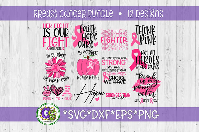 Breast Cancer Awareness Bundle SVG DXF EPS PNG SVG Greedy Stitches 