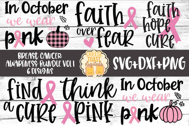 Breast Cancer Awareness Bundle Vol 1 - SVG PNG DXF Cut Files SVG Cheese Toast Digitals
